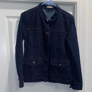Eileen Fisher Dark Navy Denim Jacket 98.5 Organic Cotton